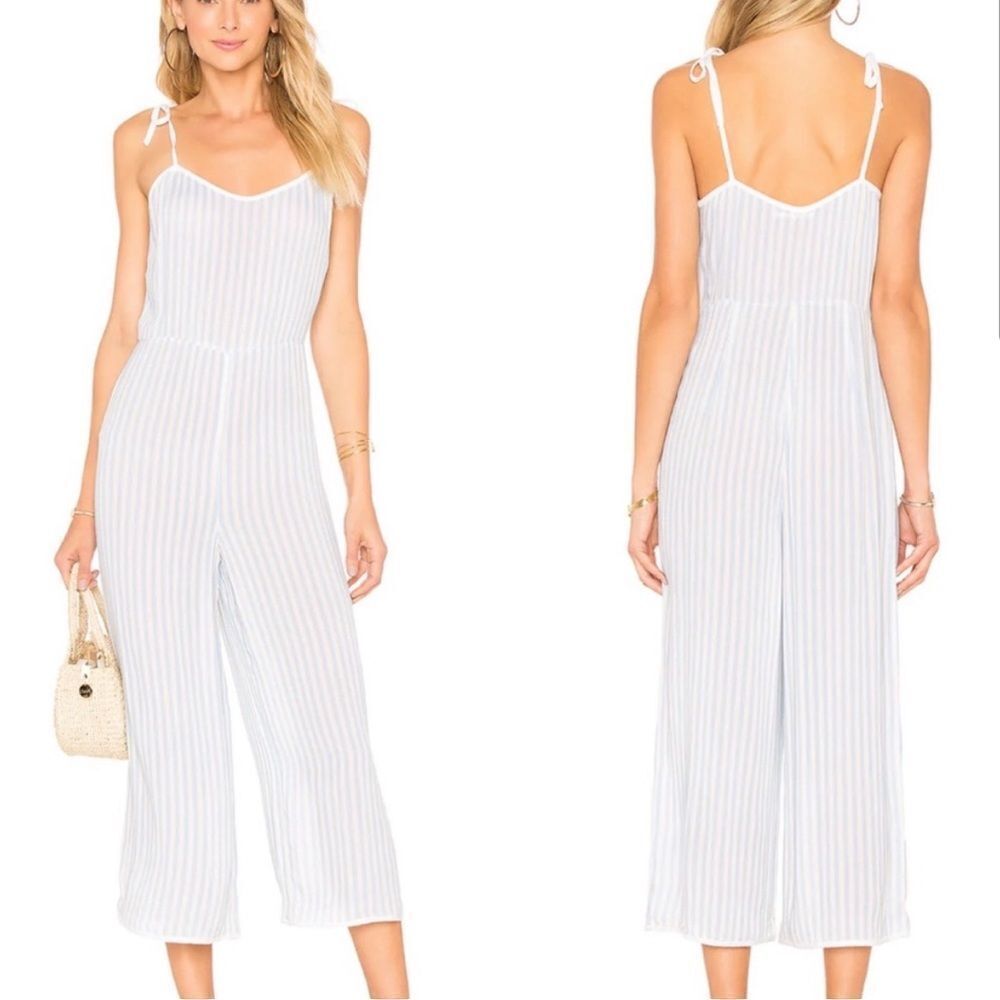 Tularosa Revolve Jacqueline Jumpsuit in Blue Stripe Pinstripe- Size XS